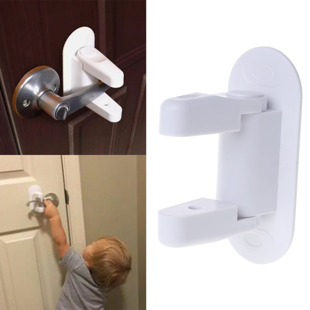 1pcs Child Safety Locks Door Handle Fixed Lock Baby Bnti-opening Door Lock  Dynamic Function Safety Lock Punch-free - AliExpress